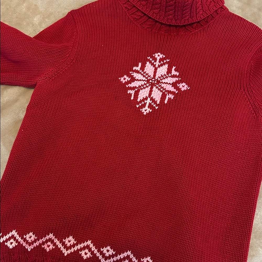 Vintage Ralph Lauren Sweater Snowflake Turtleneck Hand Knit Cotton Womens Large - Picture 11 of 11